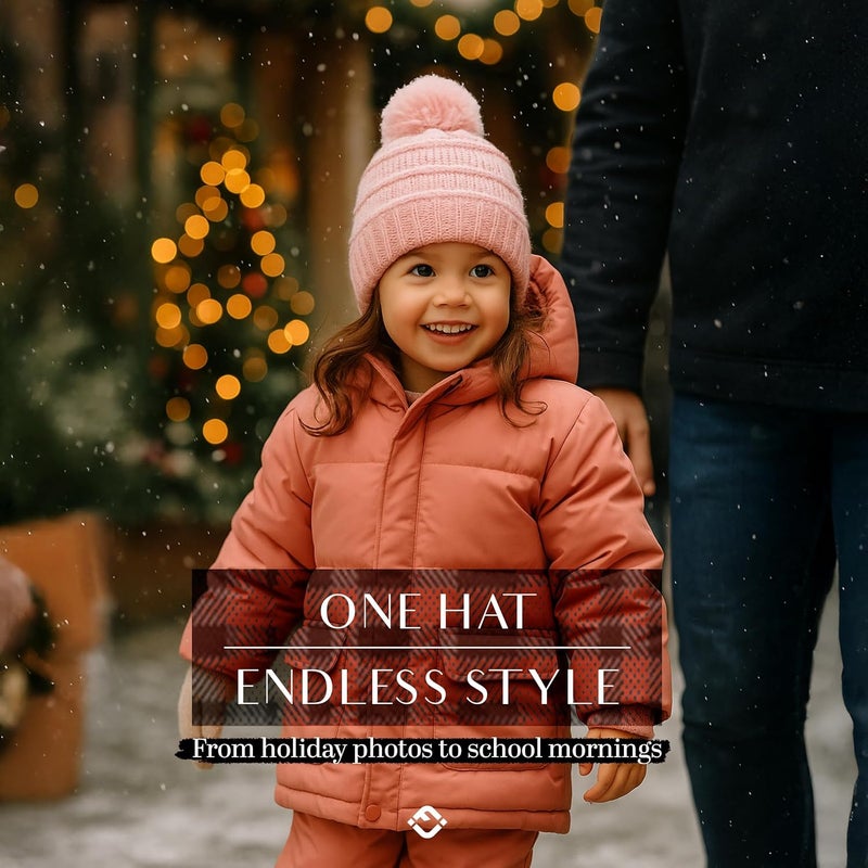 Funky Junque Toddler Pom Beanie – Kids Winter Hat for Ages 1–4, Baby Boy & Girl Knit Beanies, Warm Cozy Knit Snow Hats - Image 5